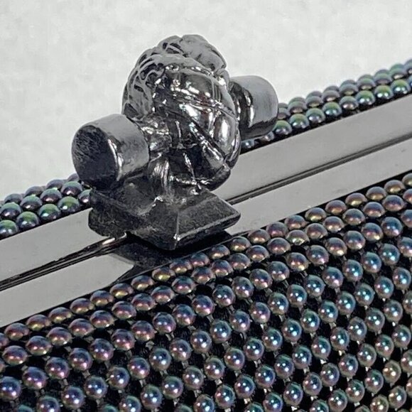 Natasha Elegant Black Metal Rhinestone Mesh Clutch With Strap - Picture 3 of 6